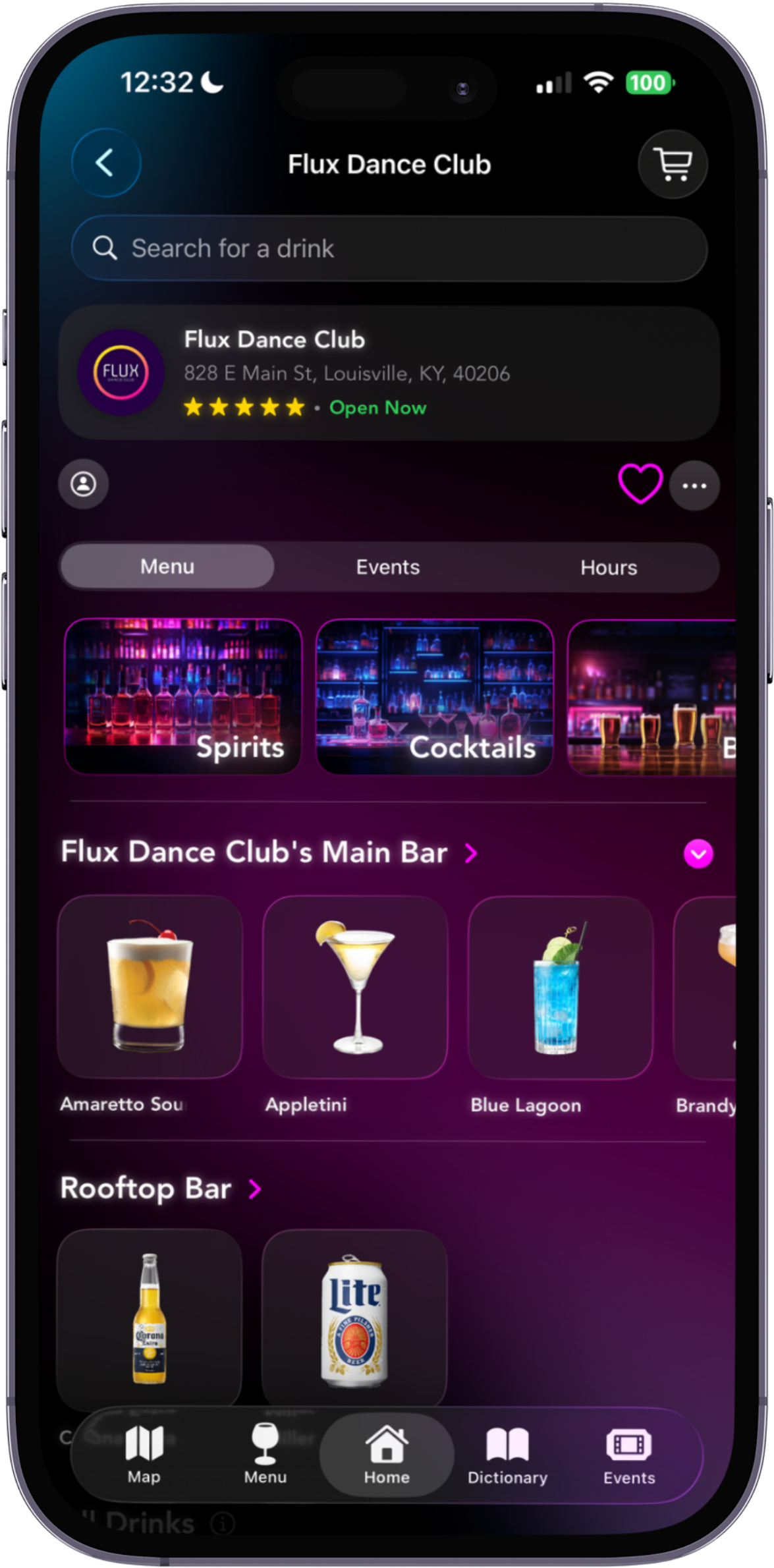 Night District Venue Menu