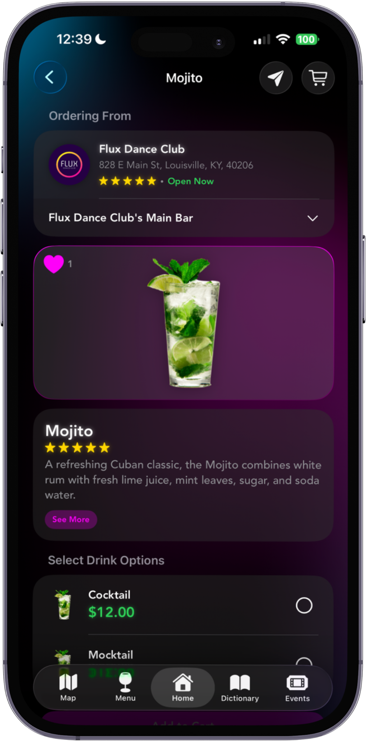 Night District App — Drink Detail